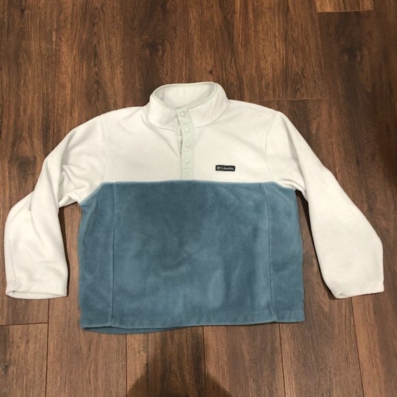 Columbia Sweater Adult Large Blue 1/4 Snap Two Tone Pullover Long Sleeve Fleece - Picture 1 of 7